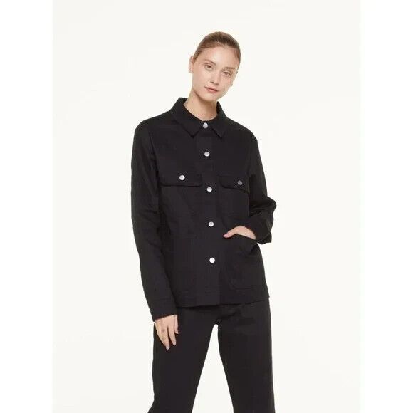 For Days Shirt Jacket Black Organic Cotton Relaxed Fit Pockets Collared XS - Picture 1 of 9